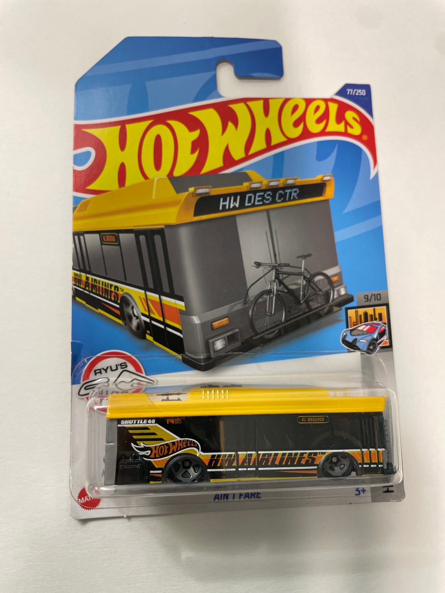 Hot Wheels 1/64 Ain’t Fare Bus Yellow - Damaged Box