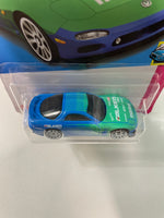 Hot Wheels 1/64 ‘95 Mazda RX-7 Falken Blue & Green - Damaged Card