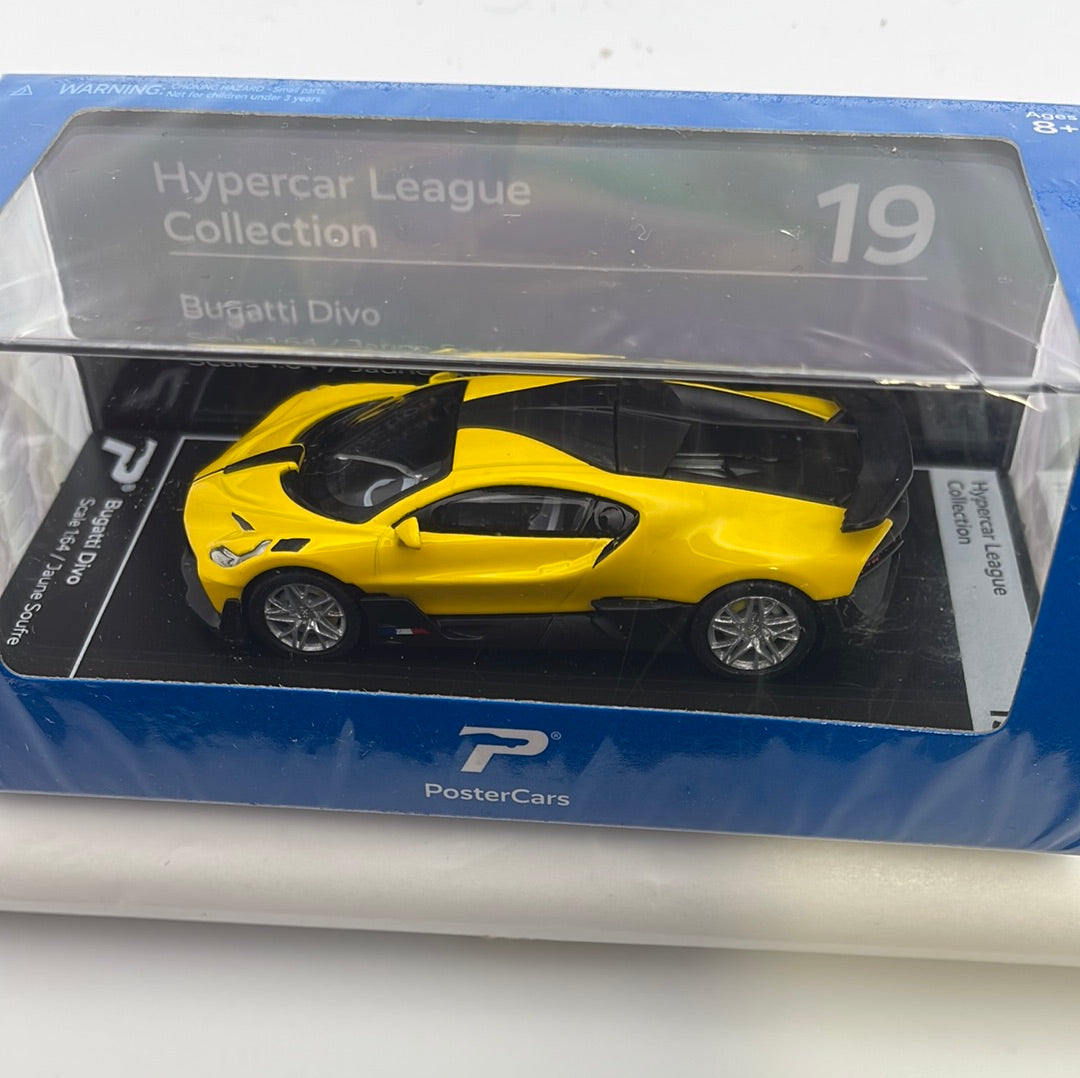 Postercars 1/64 n19 Hypercar League Collection Bugatti Divo Jaune Soufre Yellow