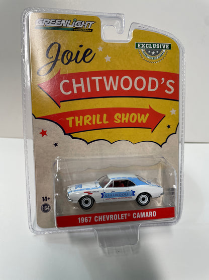 Greenlight 1/64 Hobby Exclusive Joie Chitwood's Thrill Show 1967 Chevrolet Camaro White & Blue
