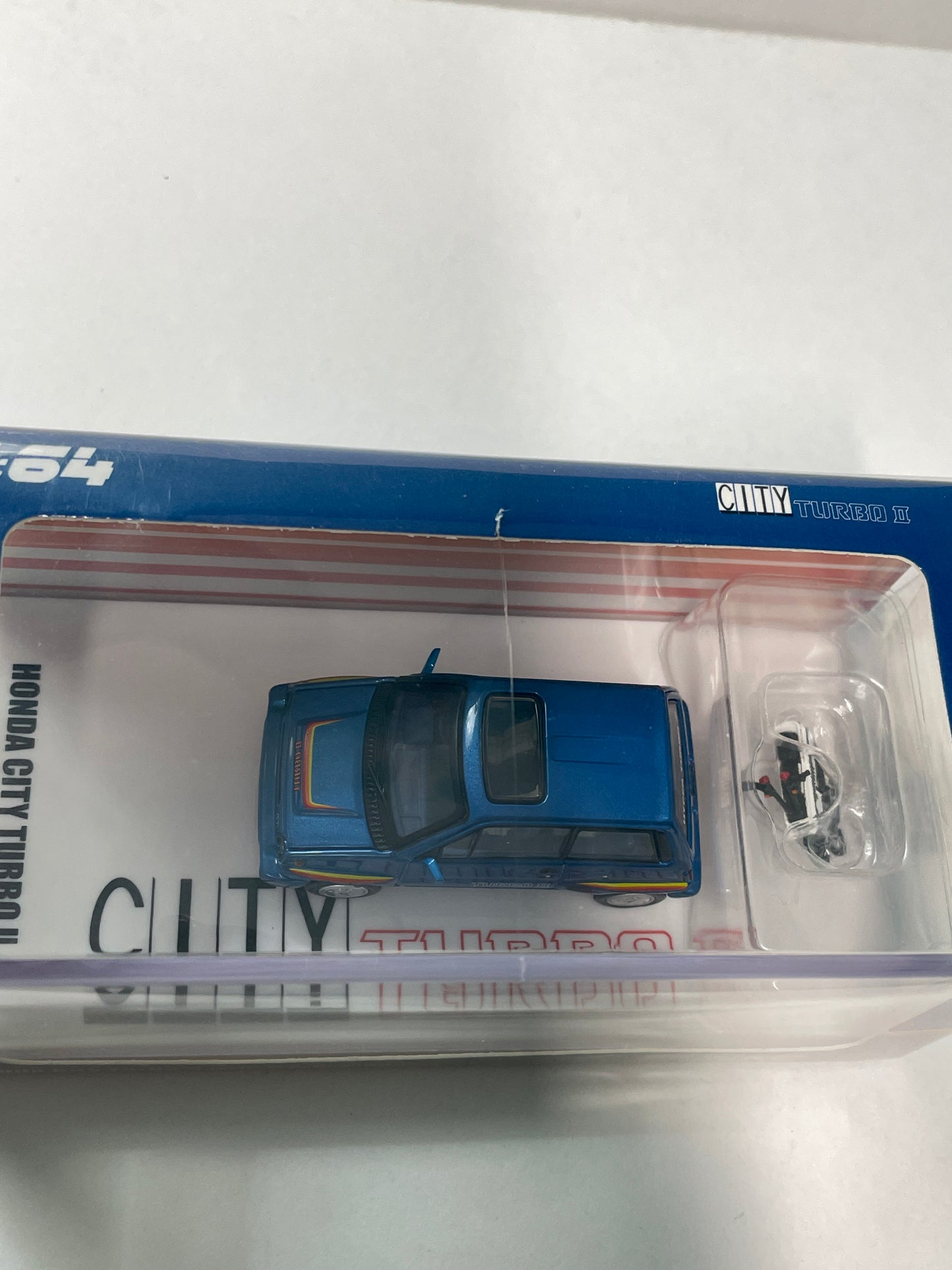 Inno64 1/64 Honda City Turbo II Blue w/ Motocompo - IN64-CITYII-BLU - Damaged Box