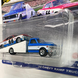 Hot Wheels 1/64 Car Culture Team Transport ‘66 Chevelle  & ‘72 Chevy Ramp Truck Blue & Red