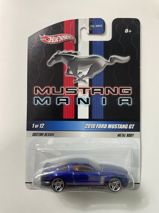 Hot Wheels 1/64 Mustang Mania 2010 Ford Mustang GT Blue - Damaged Card