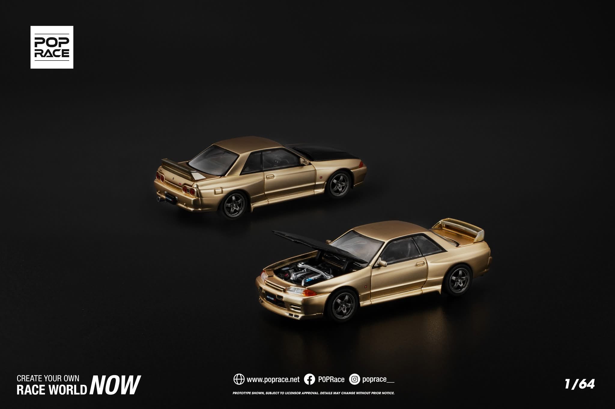 Pop Race 1/64 Nissan Skyline GT-R R32 Gold - Tokyo Auto Salon