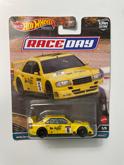 Hot Wheels 1/64 Car Culture Race Day ‘94 AMG- Mercedes C-Class DTM Touring Car Yellow - Damaged Box