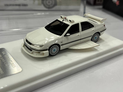 MK Miniatures 1/64 2025 Auto Expo Singapore Peugeot 406 Resin Model Taxi White