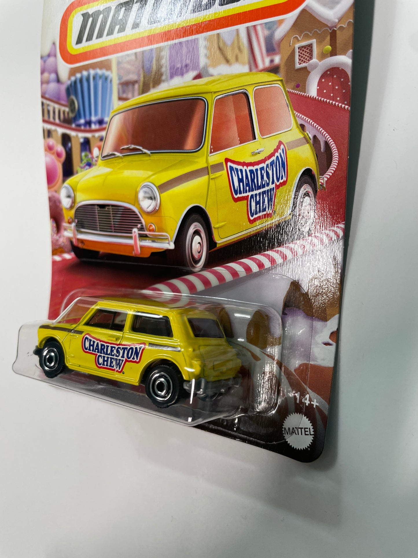 Matchbox 1/64 Charleston Chew 1964 Austin Mini Cooper Yellow