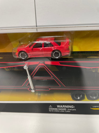 Maisto 1/64 Transporters Mercedes-Benz Actros 1851/ 1990 Mercedes-Benz 190 E Red & Black