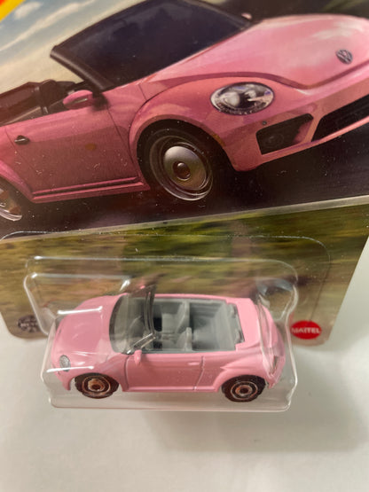 Matchbox 1/64 2019 Volkswagen Beetle Convertible Pink - Damaged Box