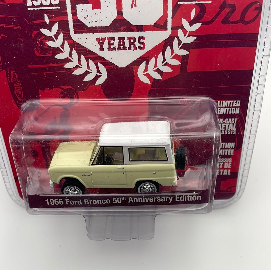 1/64 Greenlight One Wild Horse 1966 Ford Bronco 50th Anniversary Edition Yellow