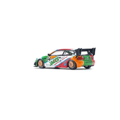Pop Race 1/64 Pandem Honda Civic EG6 #14 Orange & Green