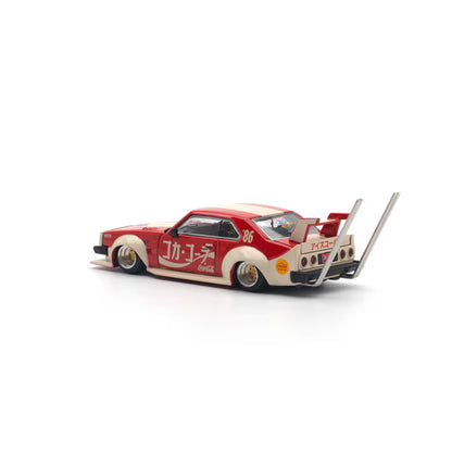 Pop Race x Tiny 1/64 Coca Cola Nissan Skyline C210 Kaido Racer (BOSOZOKU STYLE) Red - Pr64-0135