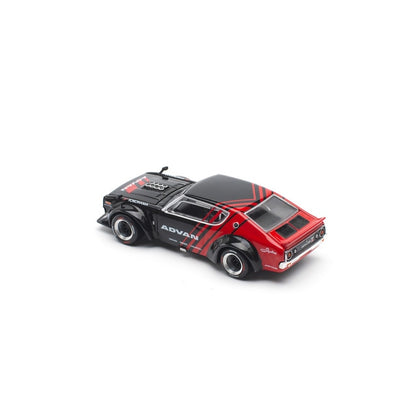 Pop Race 1/64 Nissan Skyline KPGC110 (Kenmeri) Advan Black & Red