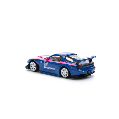 Pop Race 1/64 Mazda RX7 RE-AMEMIYA Blue Pink - PR64-0240