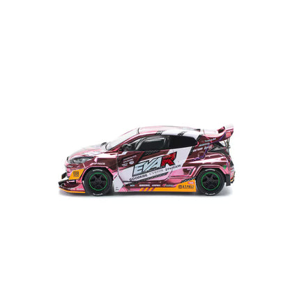 Pop Race 1/64 Eva RT Production Model Custom type-08 Goodride GR Toyota Yaris Pink - PR64-0220