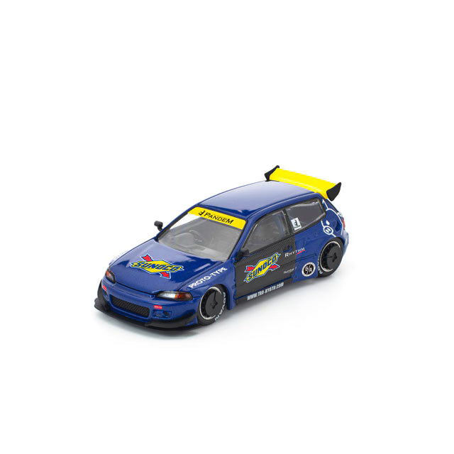 Pop Race 1/64 Pandem Honda Civic EG6 Blue - PR64-0365