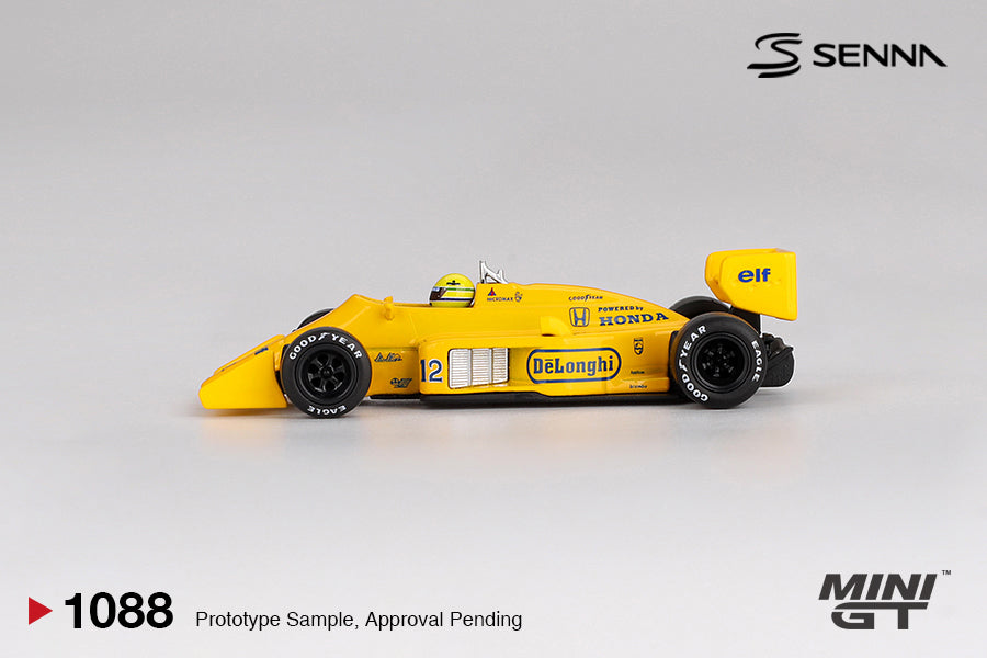 Mini GT 1/64 Lotus 99T #12 1987 Monaco Grand Prix Winner Ayrton Senna Yellow - MGT01088