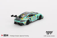 Mini GT 1/64 Porsche 911 GT3 R #28 2023 FIA GT World Cup 70th Macau Grand Prix HubAuto Racing Teal
