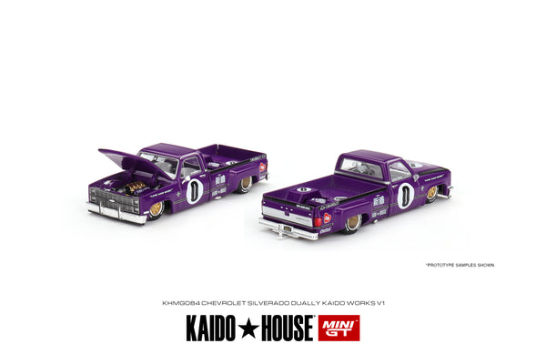 Kaido House x Mini GT 1/64 Chevrolet Silverado Dually KAIDO V1 Purple