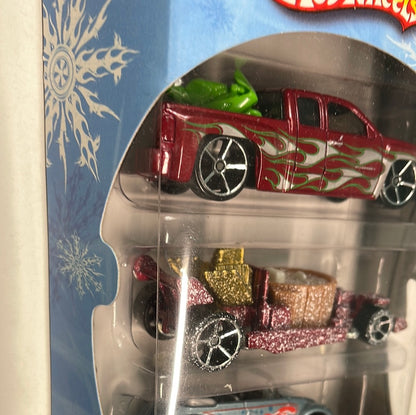 Hot Wheels 1/64 Target Exclusive Multi-Pack Holiday Hot Rods ( Chevy Silverado, Hot Tub & Volkswagen Beetle)