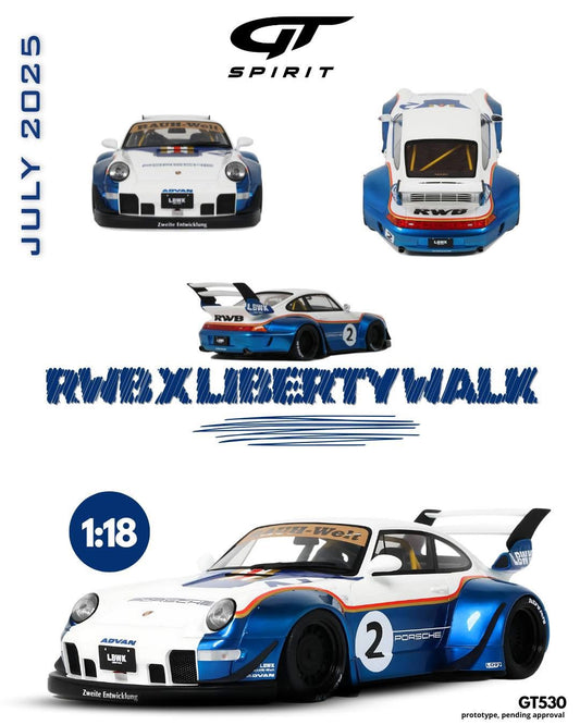 GT Spirit 1/18 2023 RWB x Liberty Walk White & Blue