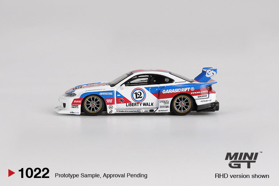 Mini GT 1/64 Nissan S15 SILVIA LB-Super Silhouette  GARASIDRIFT x LBWK 2025 White - MGT01022-BL