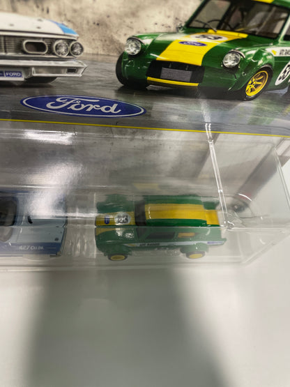 Hot Wheels 1/64 Premium Car Culture 2 Pack Ford Custom/ Personnalisé ‘64 Galaxie 500 Blue & ‘67 Ford Anglia Racer Voiture de Course Green - JHW50
