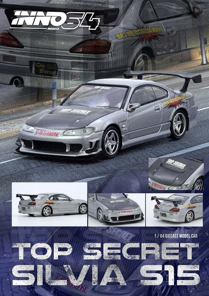 Inno64 1/64 Top Secret Nissan Silvia S15 Silver - IN64-S15TS-SIL