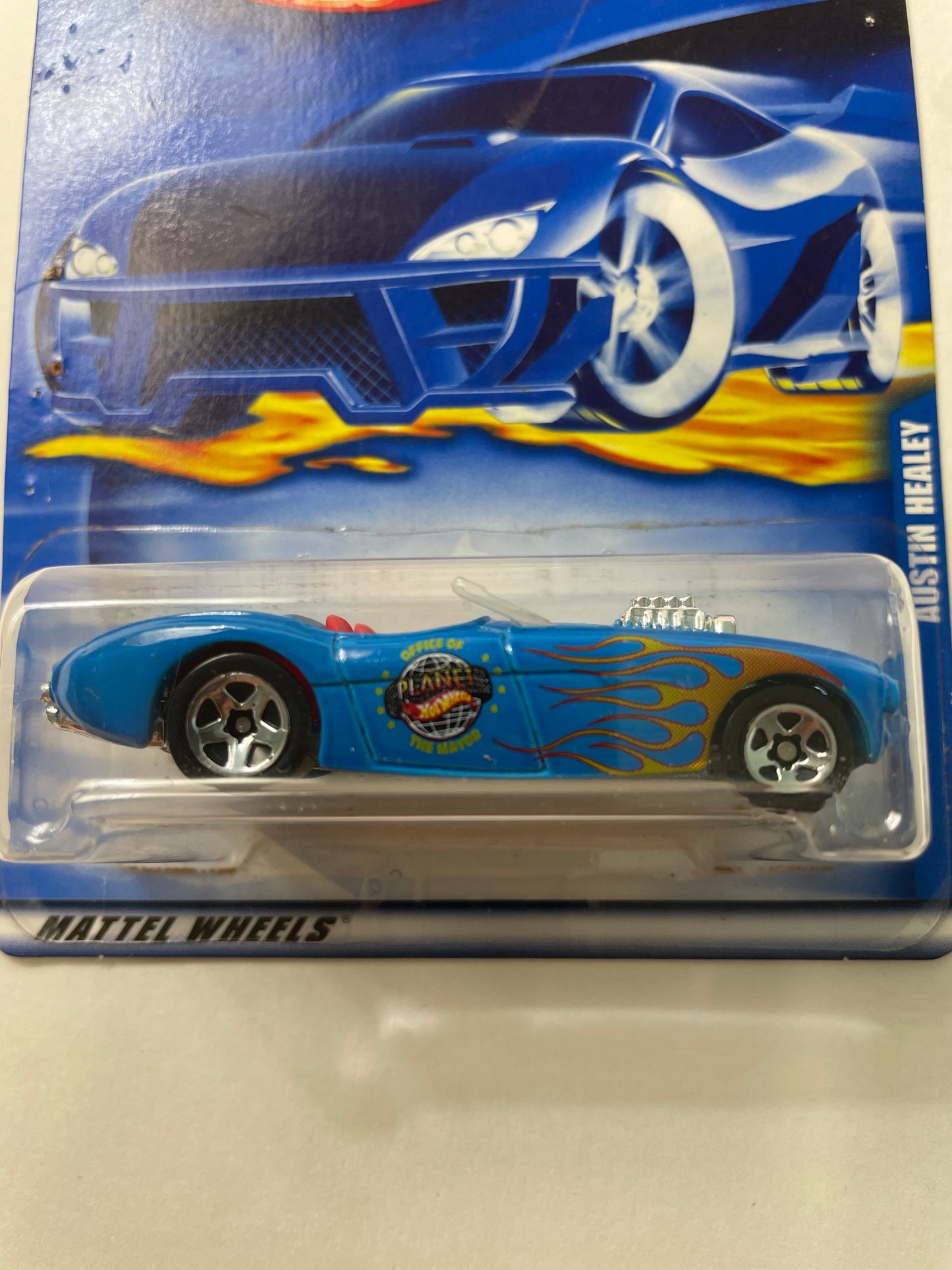 Hot Wheels 1/64 Austin Healey Blue - Damaged Car & Box (Read description)