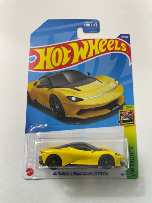 Hot Wheels 1/64 Automobili Pininfarina Battista Yellow - Damaged Box
