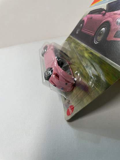 Matchbox 1/64 2019 Volkswagen Beetle Convertible Pink - Damaged Box