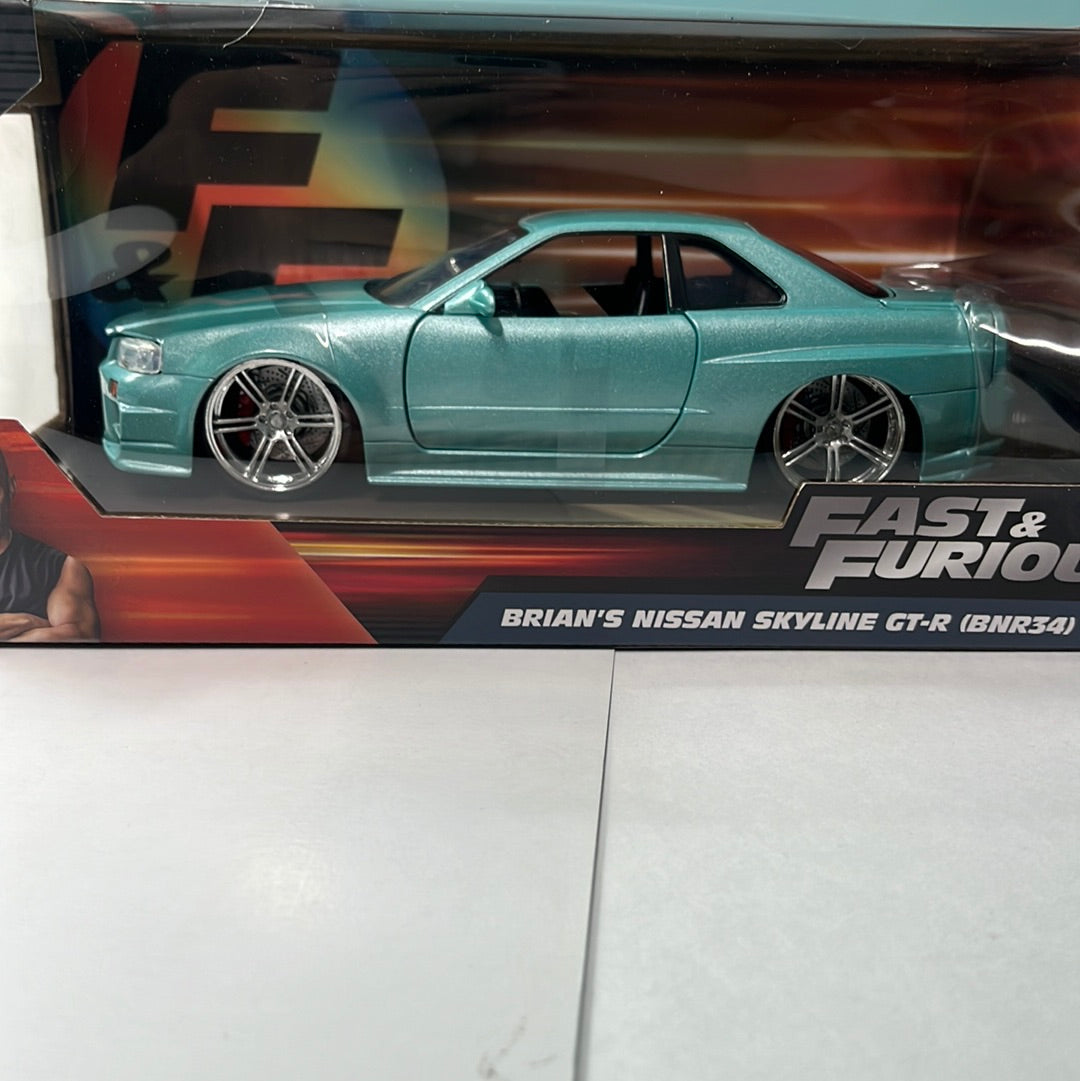Jada 1/24 Brian’s 2002 Nissan Skyline GT-R34 Green Fast and Furious - Damaged Box