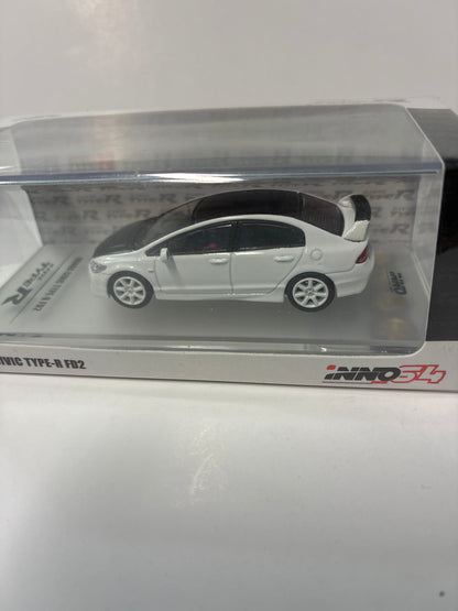 Inno64 1/64 Honda Civic Type-R FD2 White & Black - IN64-FD2-WHHKS