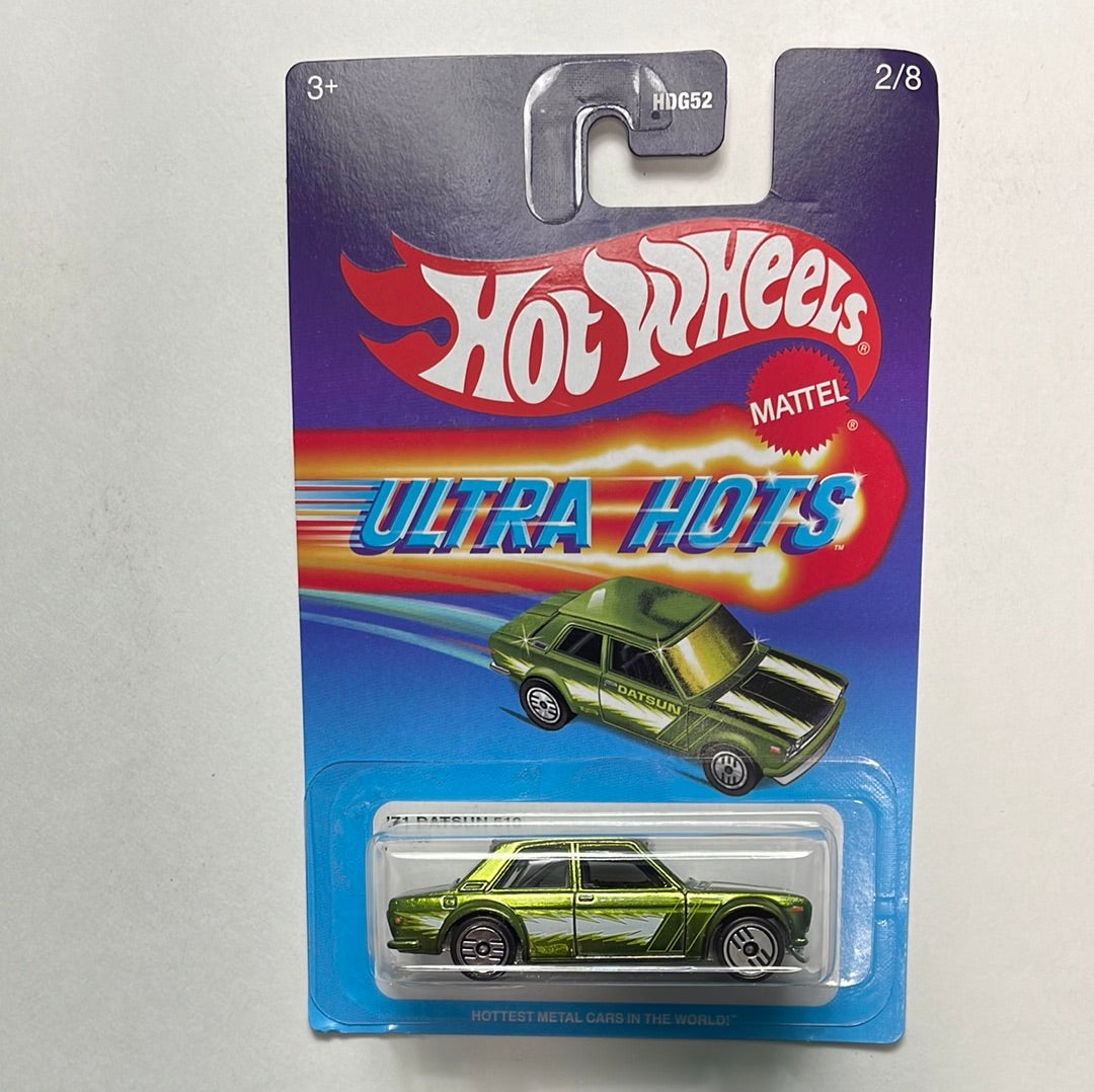Hot Wheels 1/64 Ultra Hots ‘71 Datsun 510 Green - Damaged Card