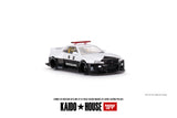 Mini GT x Kaido House 1/64 Nissan Skyline GT-R (R34) Kaido Works V2 Aero (Japan Police) Black & White