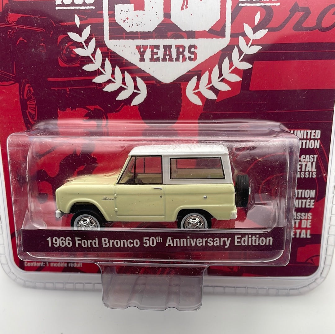 1/64 Greenlight One Wild Horse 1966 Ford Bronco 50th Anniversary Edition Yellow