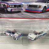 Hot Wheels 1/64 Car Culture Premium 2 Pack - ‘73 BMW 3.0 CSL Race Car & BMW 320 Group 5 White / Blue