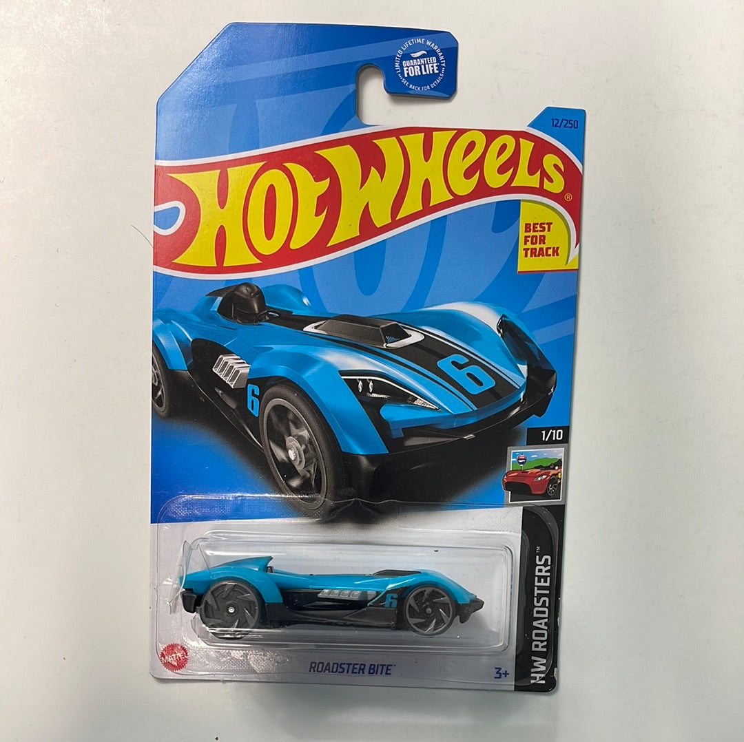 Hot Wheels 1/64 Roadster Bite Blue - Damaged Card