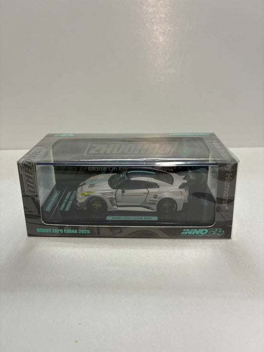 Inno64 1/64 Hobby Expo China 2025 Nissan GT-R R35 Widebody Zhuohao Liu X Inno64 Grey - IN64-R35SL-HEC25