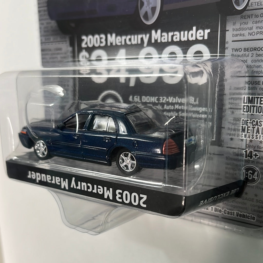 *Upside Down Bottom Text* 1/64 Greenlight 2004 Mercury Marauder Blue - Classified Ads - LBE Exclusive