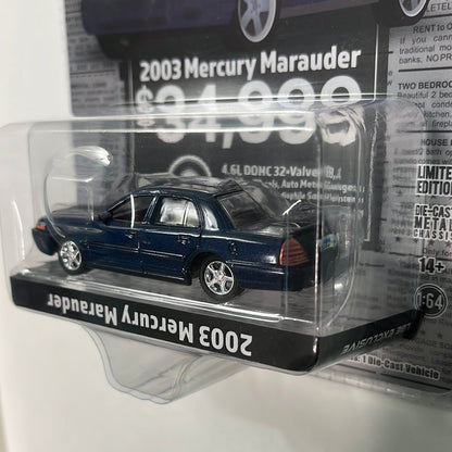 *Upside Down Bottom Text* 1/64 Greenlight 2004 Mercury Marauder Blue - Classified Ads - LBE Exclusive