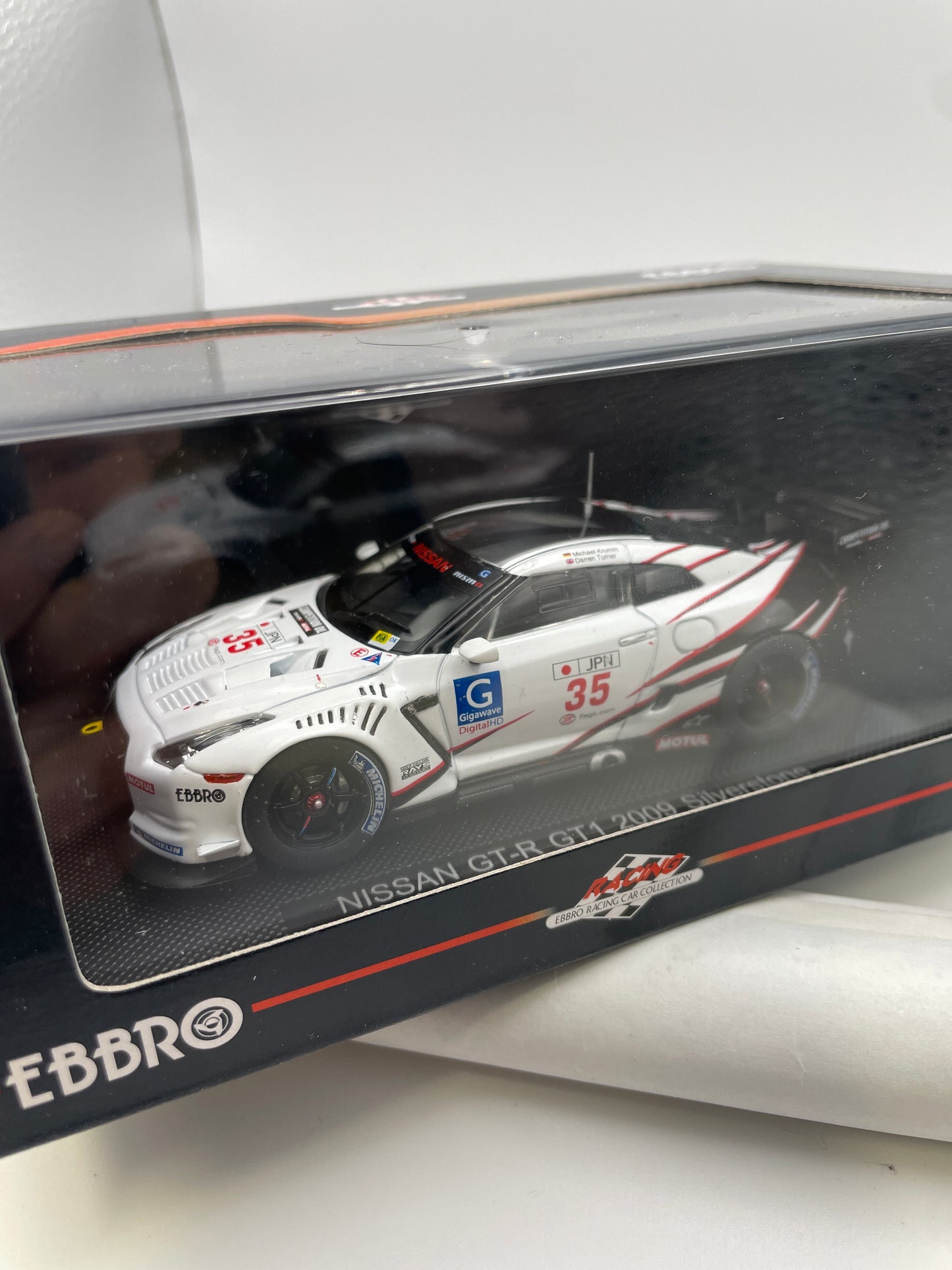 Ebbro 1/43 Nissan GT-R GT1 2009 Silverstone n35 White