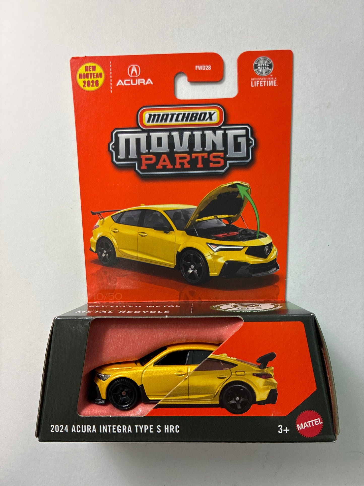 Matchbox 1/64 Moving Parts 2024 Acura Integra Type S HRC Yellow - JHV20