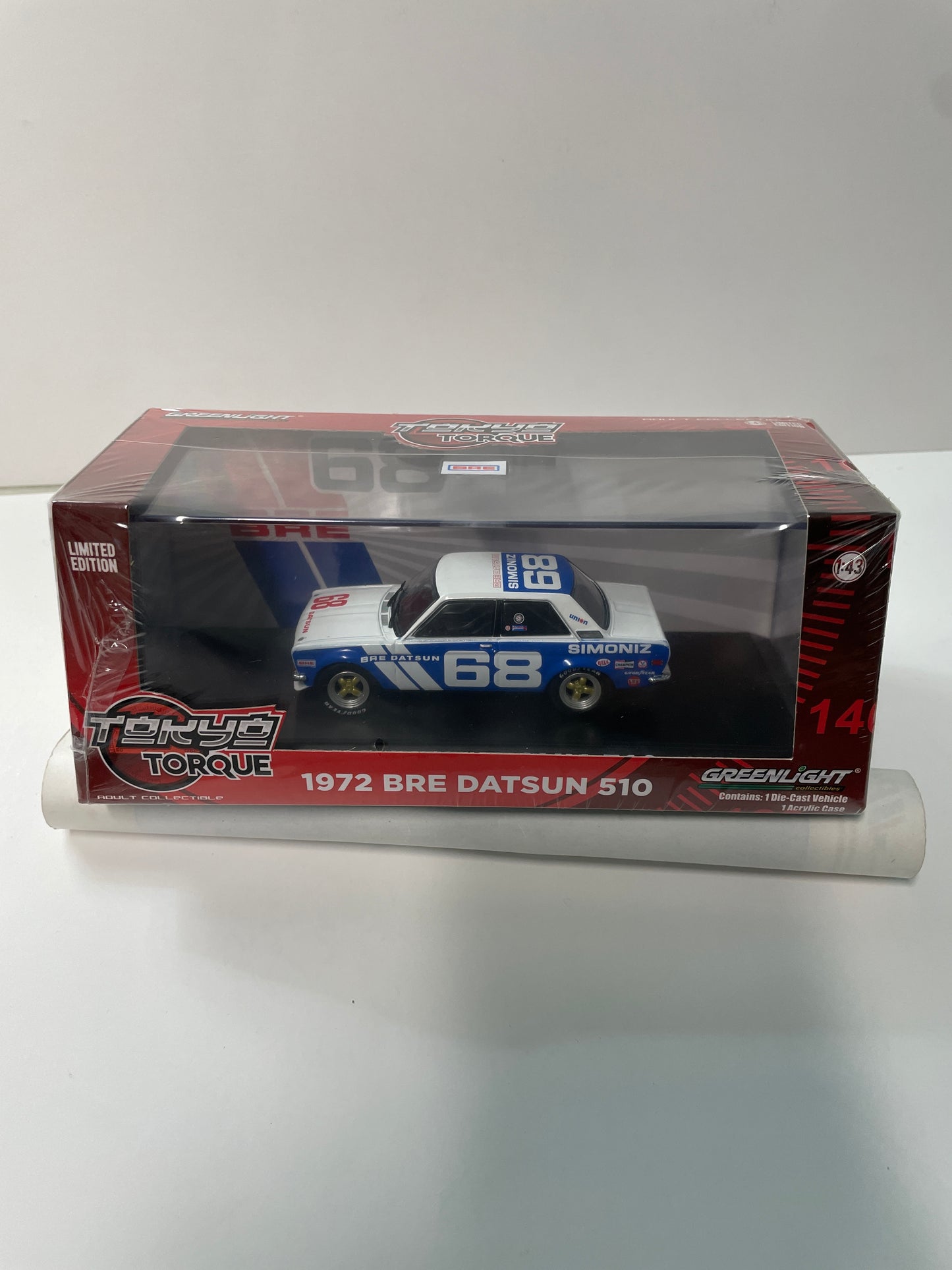 Greenlight 1/43 Torque 1972 BRE Datsun 510 n68 White & Blue