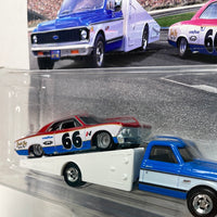 Hot Wheels 1/64 Car Culture Team Transport ‘66 Chevelle  & ‘72 Chevy Ramp Truck Blue & Red