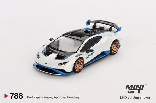 Mini GT 1/64 Lamborghini Huracán STO Bianco Asopo White & Blue - MGT00788