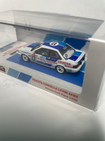 Tarmac Work 1/64 #17 Toyota Corolla Levin AE92  Macau Guia Race 1989 White & Blue Hobby64  - T64-036-89MGP17