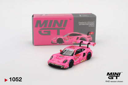 Mini GT 1/64 Porsche 911 GT3 R #77 2024 IMSA Road America AO Racing Pink - MGT01052