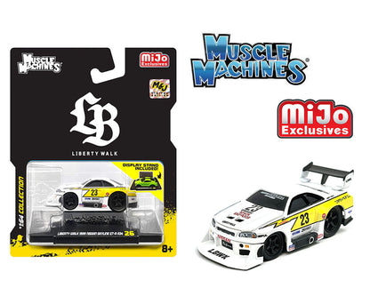 Maisto Muscle Machines 1/64 Liberty Walk 1999 Nissan Skyline GT-R R34 #23 White & Yellow