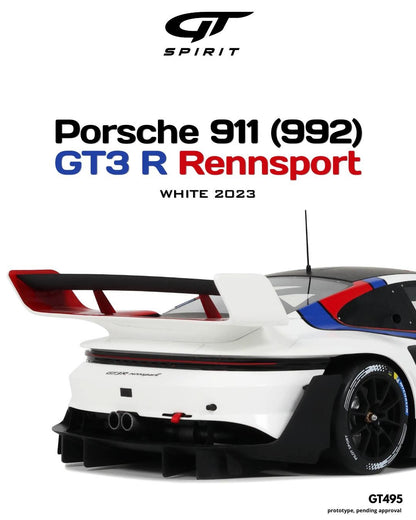 GT Spirit 1/18 2023 Porsche 911 (992) GT3 Rennsport White Resin Series - GT495